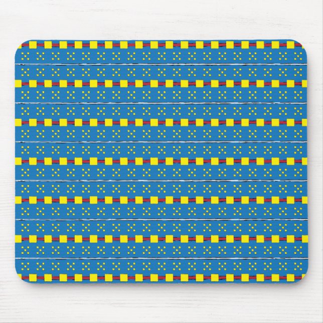 Blått och Gult Geometric Folart mönster Musmatta (Framsidan)