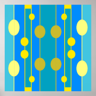 Blått och gult, geometriskt mönster poster