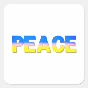 Blått och Gult Gradient Peace Ukraina-inspiration Fyrkantigt Klistermärke