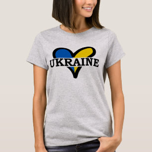 Blått och gult hjärta med inskriften Ukraina T Shirt