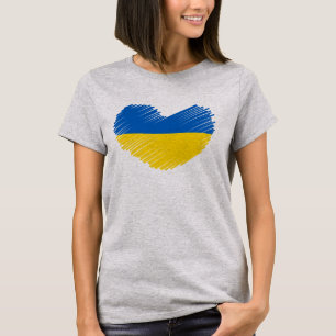 Blått och gult hjärta, ukrainare flagga färg t shirt