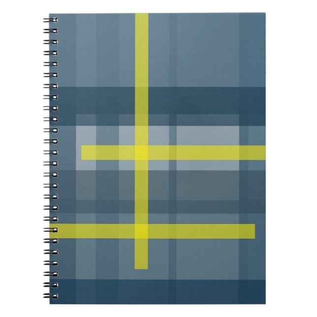 Blått och gult i mönster anteckningsbok (Framsidan)