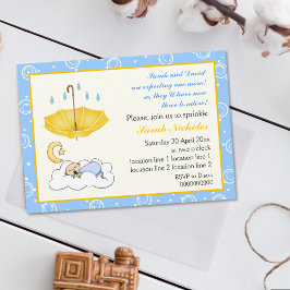 Blått och gult i pojke, sömnblått inbjudningar