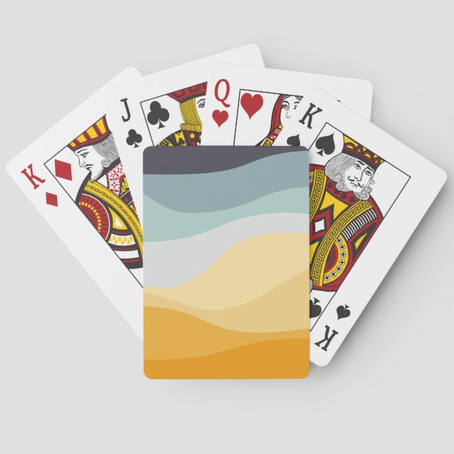 Blått och gult i stil vågigt hav casinokort (Baksidan)