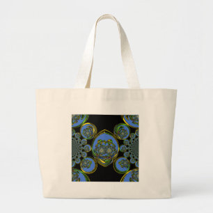 Blått och Gult Kaleidoscope Art-utskrift Jumbo Tygkasse