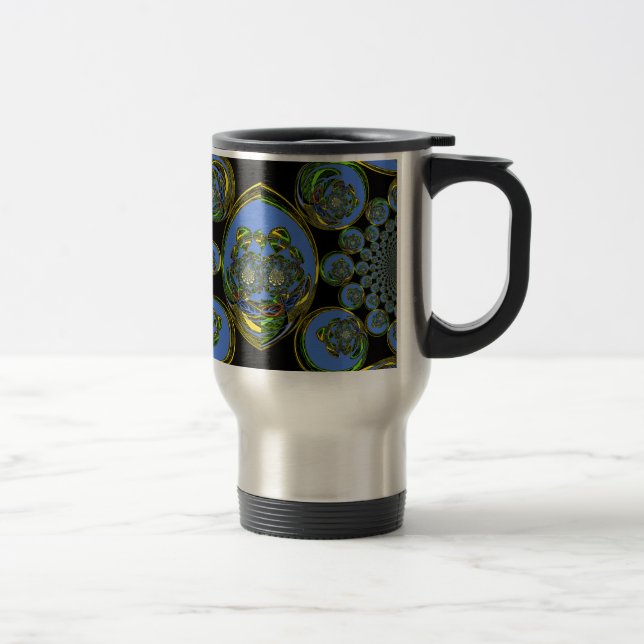 Blått och Gult Kaleidoscope Art-utskrift Resemugg (Höger)