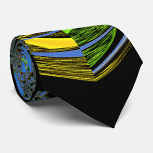 Blått och Gult Kaleidoscope Art-utskrift Slips