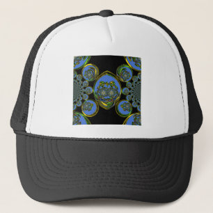 Blått och Gult Kaleidoscope Art-utskrift Truckerkeps