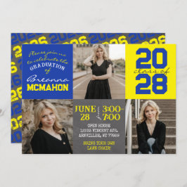 Blått och Gult-kalkboard 3 Photo Studenten Inbjudningar