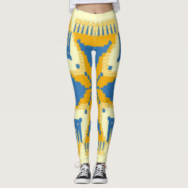 Blått och gult Kor mönster Leggings