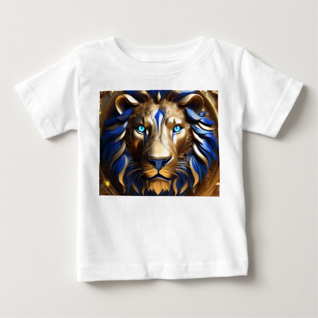 Blått Och Gult Lejonhuvud, T Shirt (Framsida)