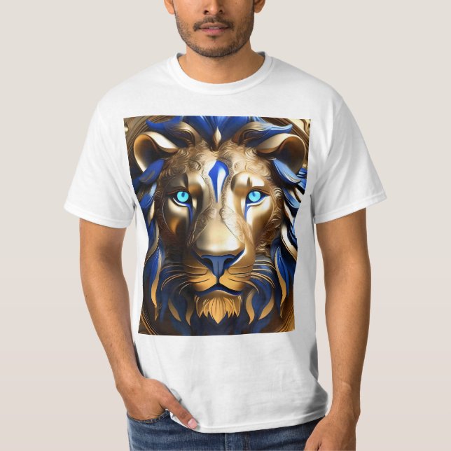 Blått Och Gult Lejonhuvud, T Shirt (Framsida)