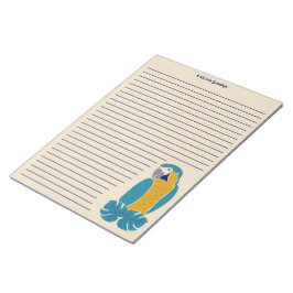 Blått och Gult Macaw-skrivpapper med Linjer Anteckningsblock