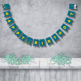 Blått och Gult Magic Grattis på födelsedagen Vimplar