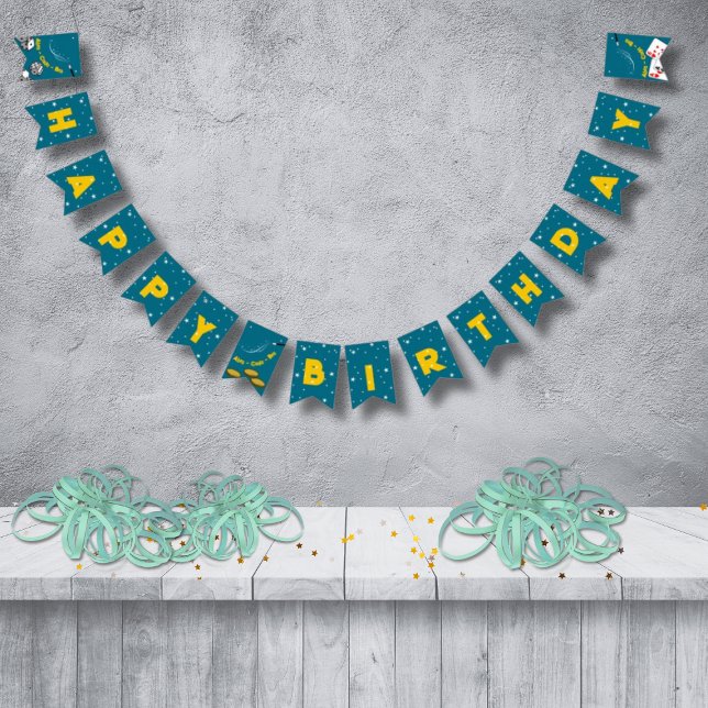 Blått och Gult Magic Grattis på födelsedagen Vimplar (Blue & Yellow Magical Happy Birthday Bunting Flags)