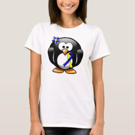 Blått och Gult - medvetenhet Ribbon Penguin T-shirt