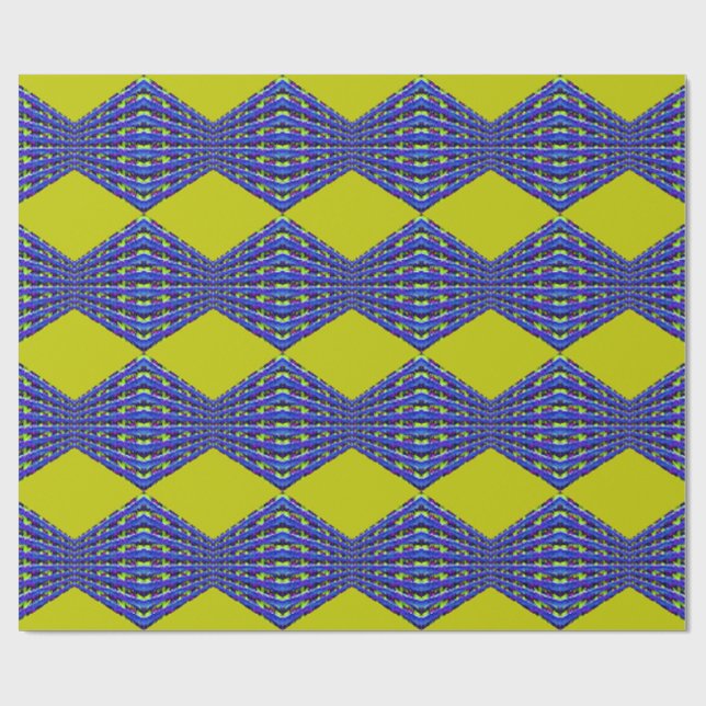 blått och gult mönsterdesign presentpapper (Platt)