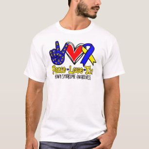Blått och Gult nedåt Syndrome Awareness oktober T Shirt