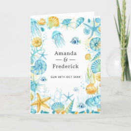 Blått och Gult Sea Life Bröllop Program