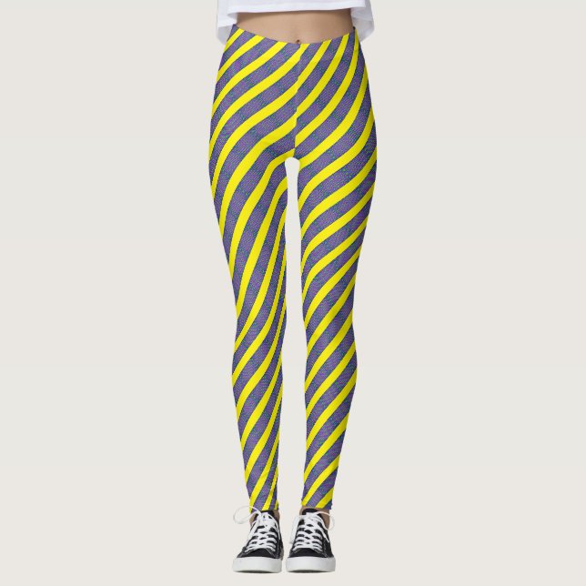 Blått och Gult Struktur sömlös design Leggings (Framsida)