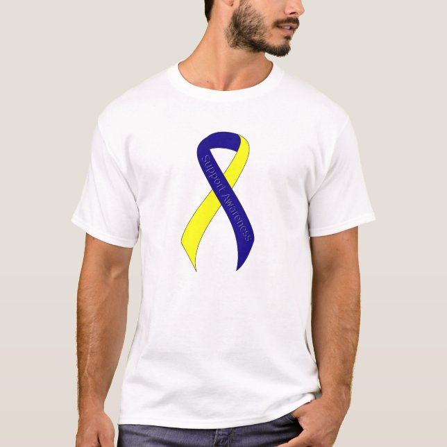 Blått och Gult - supportmedvetenhet T-shirt (Framsida)