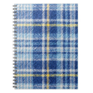 Blått och gult tartan eller pläterad bakgrund f anteckningsbok