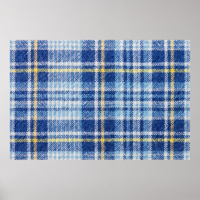 Blått och gult tartan eller pläterad bakgrund för  poster (Framsidan)