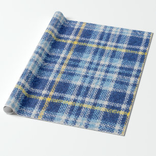 Blått och gult tartan eller pläterad bakgrund för presentpapper