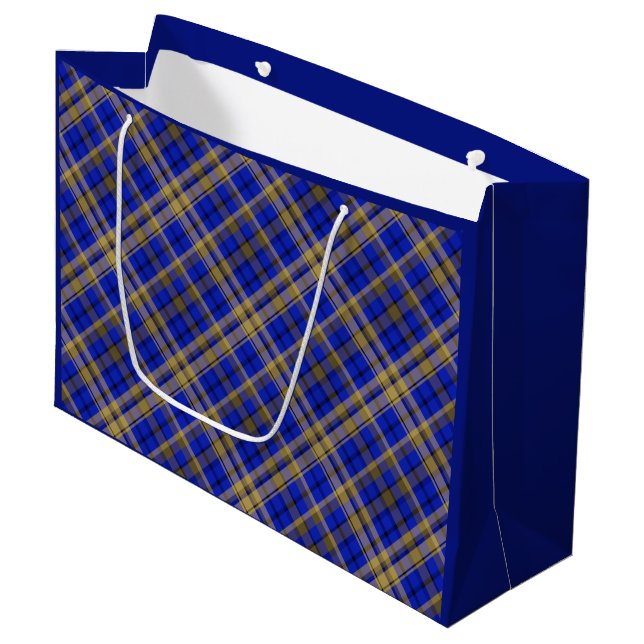 Blått och gult tartan plaid. (Framsidan Vinklad)
