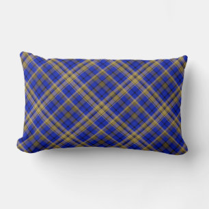 Blått och gult tartan plaid. lumbarkudde