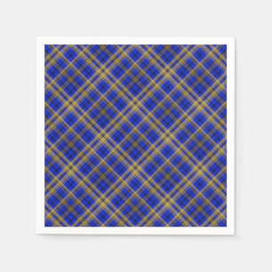 Blått och gult tartan plaid. pappersservett