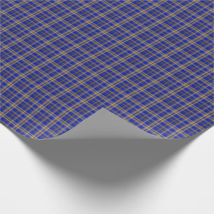 Blått och gult tartan plaid. presentpapper