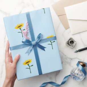 Blått och Gult tvillingblommor i blomman Presentpapper