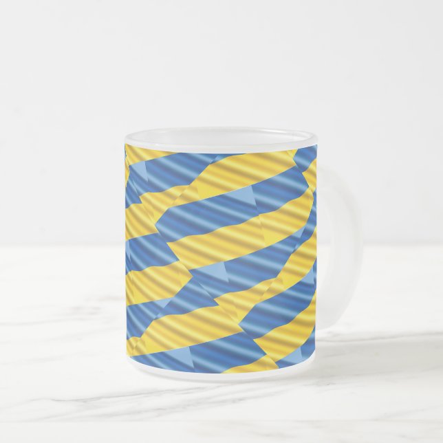 Blått och Gult Ukraina Inspicerat fredsanfall mot  Frostad Glasmugg (Framsida höger)