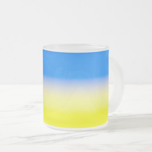 Blått och Gult Ukraina Inspicerat fredsanfall mot  Frostad Glasmugg (Framsida höger)