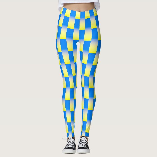 Blått och Gult Ukraina Inspicerat fredsanfall mot  Leggings (Framsida)