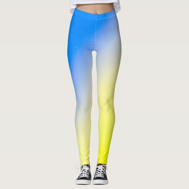 Blått och Gult Ukraina Inspicerat fredsanfall mot  Leggings (Framsida)