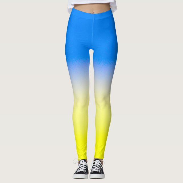 Blått och Gult Ukraina Inspicerat fredsanfall mot  Leggings (Framsida)