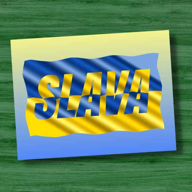 Blått och Gult Ukraina Inspicerat fredsanfall mot  Vykort (Skapare uppladdad)