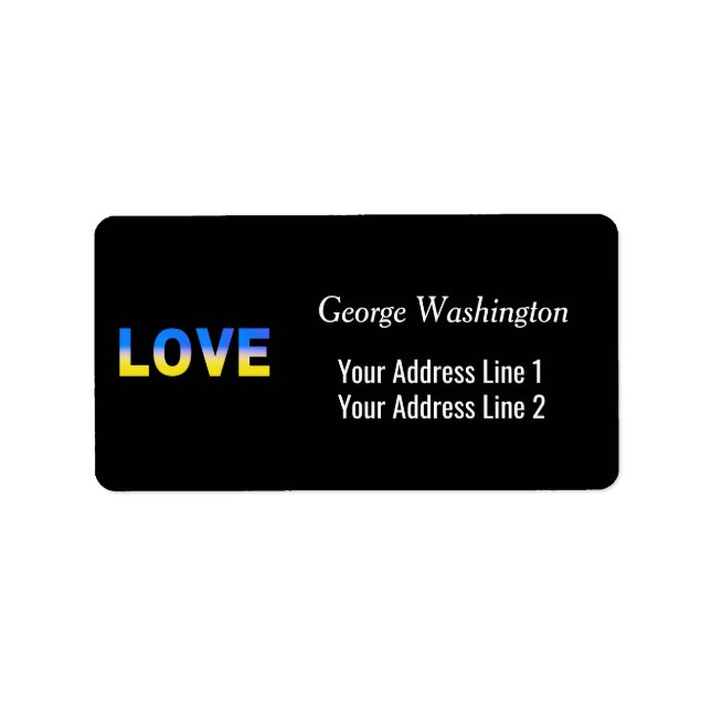 Blått och Gult Ukraina Inspinerat fredskrig Adressetikett (Framsidan)