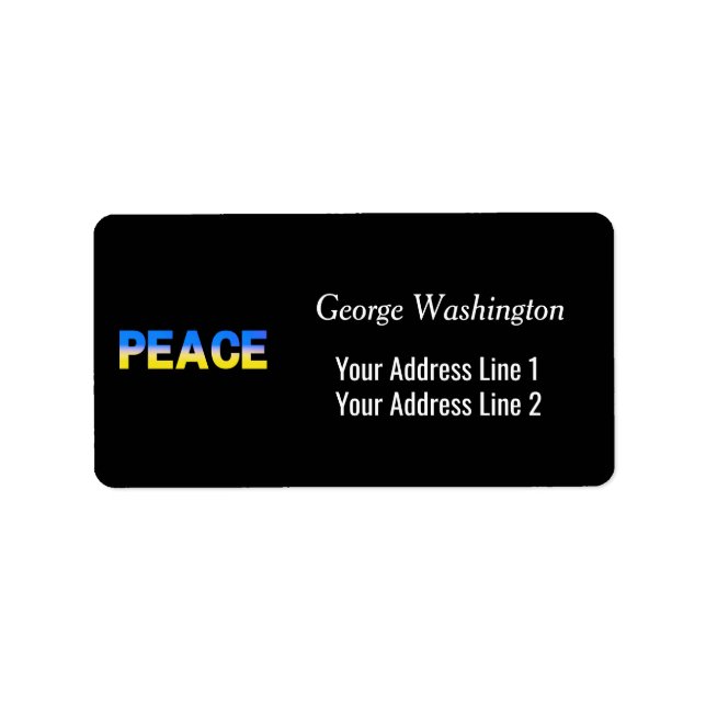 Blått och Gult Ukraina Inspinerat fredskrig Adressetikett (Framsidan)