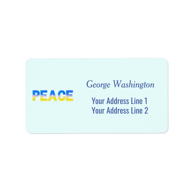 Blått och Gult Ukraina Inspinerat fredskrig Adressetikett (Framsidan)