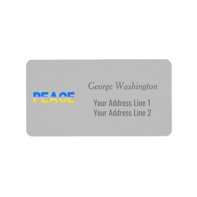 Blått och Gult Ukraina Inspinerat fredskrig Adressetikett (Framsidan)