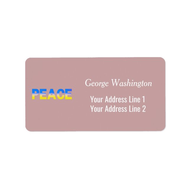 Blått och Gult Ukraina Inspinerat fredskrig Adressetikett (Framsidan)