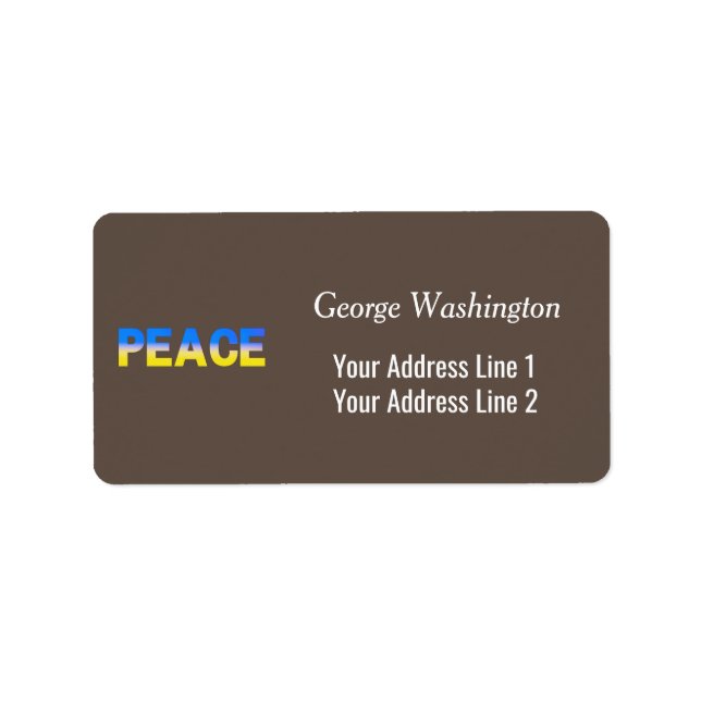 Blått och Gult Ukraina Inspinerat fredskrig Adressetikett (Framsidan)