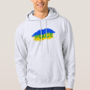 Blått och Gult Ukraina Inspinerat fredskrig Hoodie