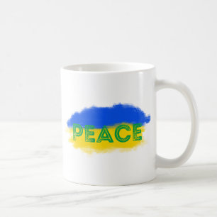 Blått och Gult Ukraina Inspinerat fredskrig Kaffemugg