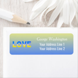 Blått och Gult Ukraina Inspinerat fredskrig Returadress Etikett