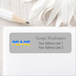 Blått och Gult Ukraina Inspinerat fredskrig Returadress Etikett