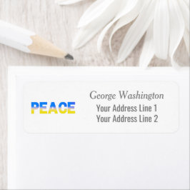 Blått och Gult Ukraina Inspinerat fredskrig Returadress Etikett